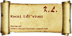 Kocsi Líviusz névjegykártya